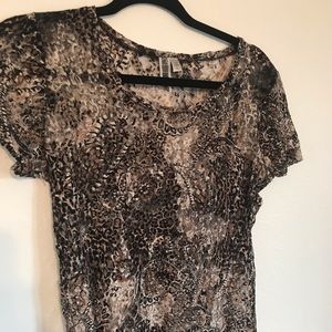 BKE lace animal print top